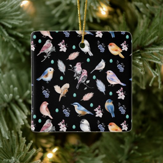 Spring Birds Pattern Keramisch Ornament (Boom)