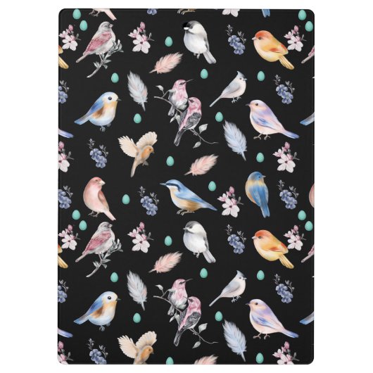 Spring Birds Pattern Klembord (Achterkant)