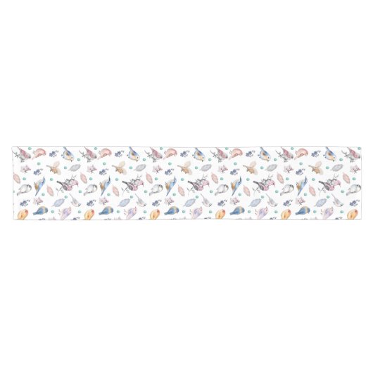 Spring Birds Pattern Korte Tafelloper (Horizontaal)