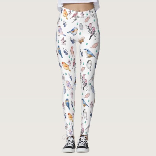 Spring Birds Pattern Leggings (Voorkant)