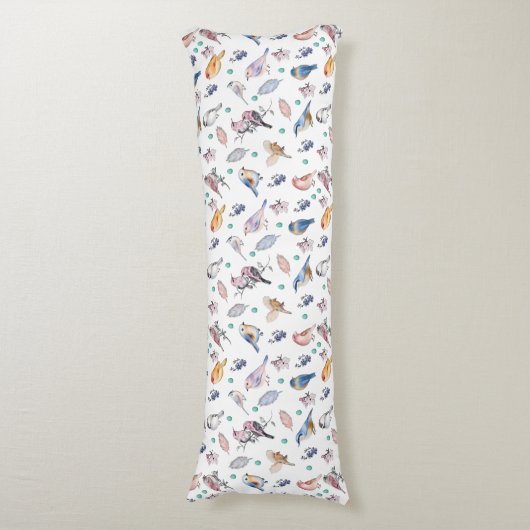 Spring Birds Pattern Lichaamskussen (Voorkant Verticaal)