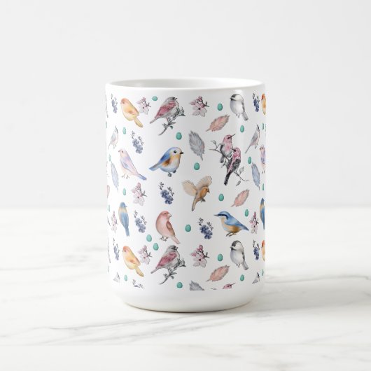 Spring Birds Pattern Magische Mok (Midden)