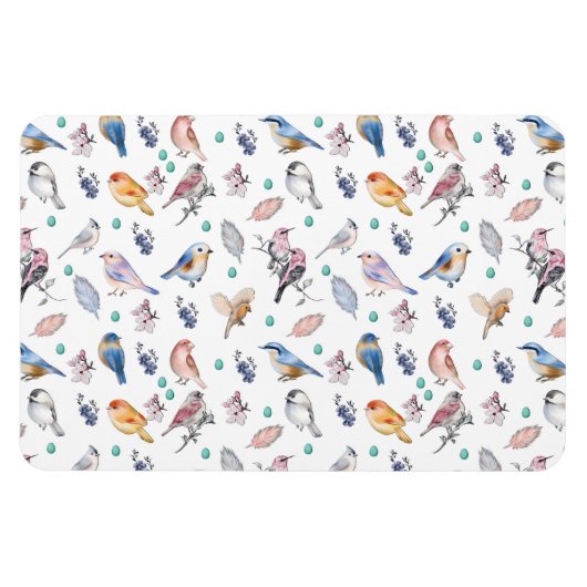 Spring Birds Pattern Magneet (Horizontaal)