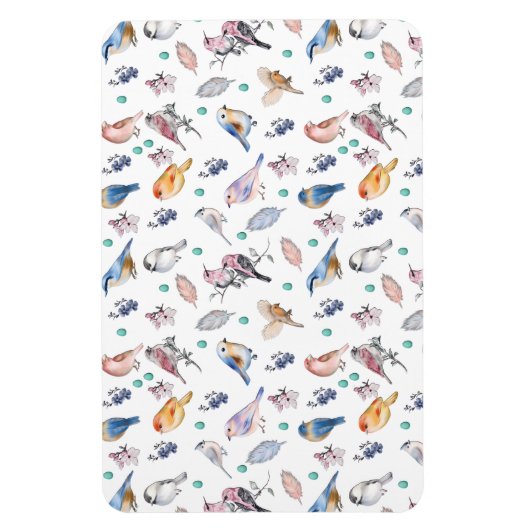 Spring Birds Pattern Magneet (Verticaal)