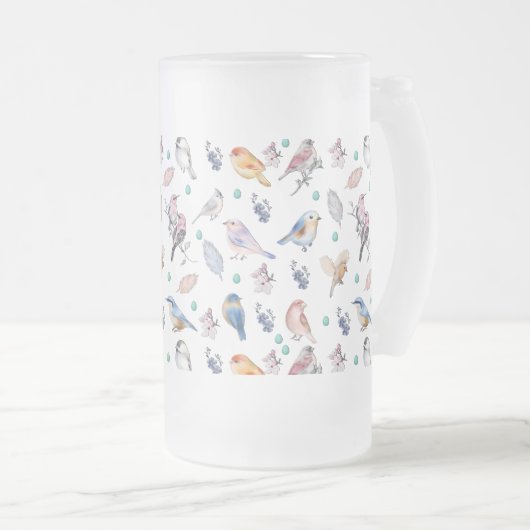 Spring Birds Pattern Matglas Bierpul (Voorkant rechts)
