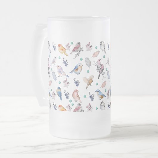 Spring Birds Pattern Matglas Bierpul (Voorkant links)