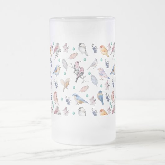 Spring Birds Pattern Matglas Bierpul (Center)
