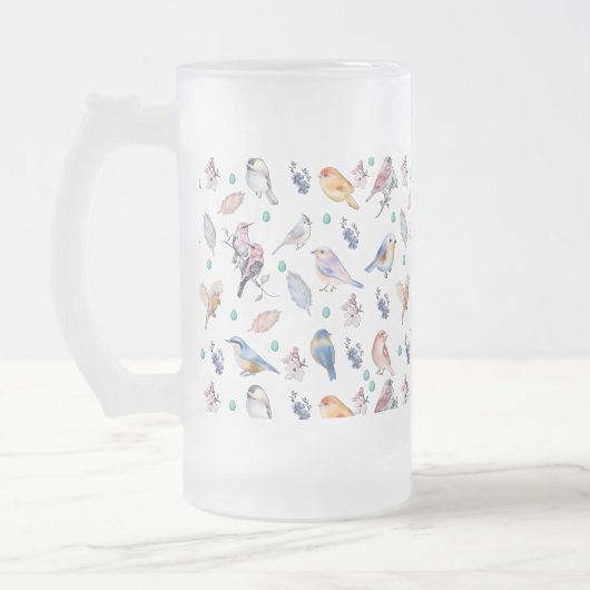 Spring Birds Pattern Matglas Bierpul (Links)