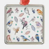 Spring Birds Pattern Metalen Ornament (Voorkant)