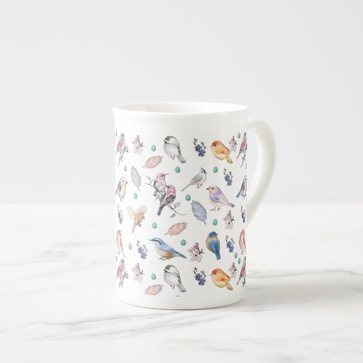 Spring Birds Pattern Porselein Kop (Voorkant rechts)
