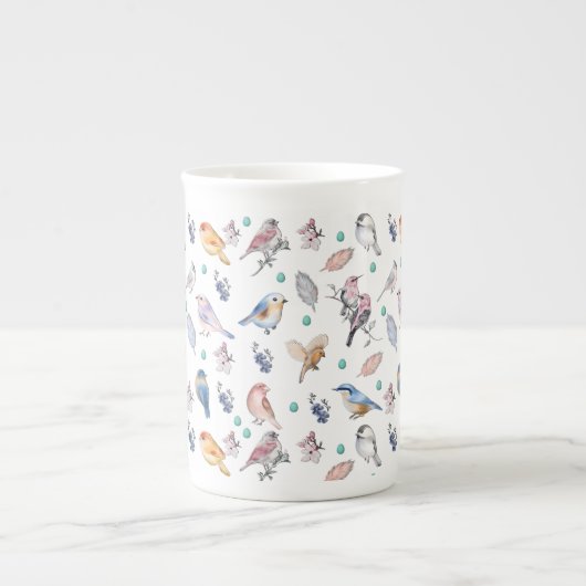 Spring Birds Pattern Porselein Kop (Voorkant)