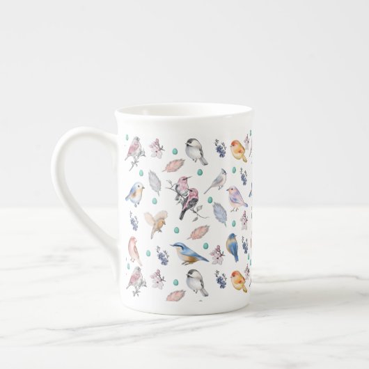 Spring Birds Pattern Porselein Kop (Links)