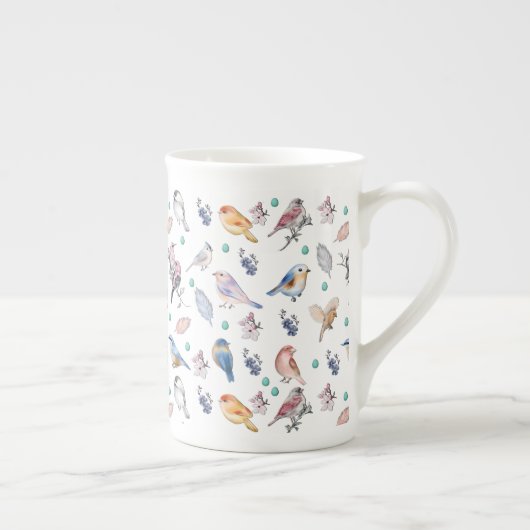 Spring Birds Pattern Porselein Kop (Rechts)