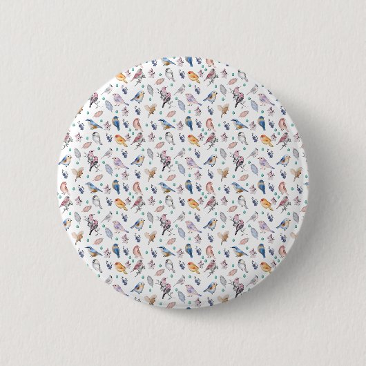 Spring Birds Pattern Ronde Button 5,7 Cm (Voorkant)
