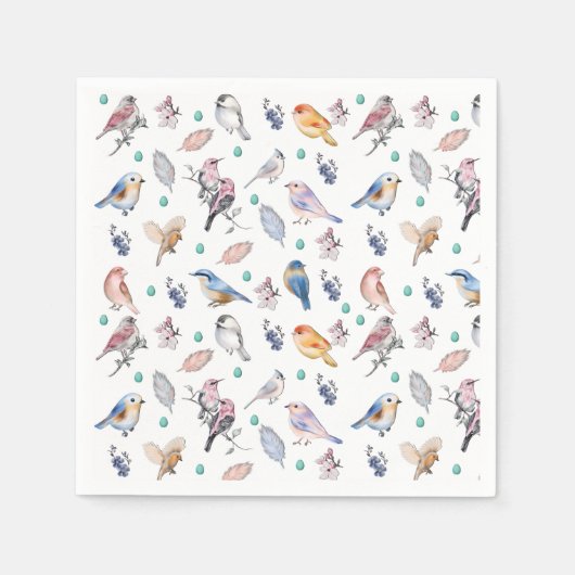 Spring Birds Pattern Servet (Voorkant)