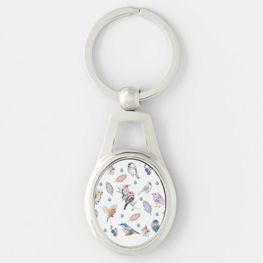 Spring Birds Pattern Sleutelhanger (Voorkant)