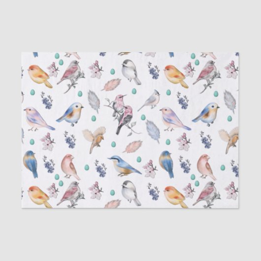 Spring Birds Pattern Tissuepapier (Voorkant)