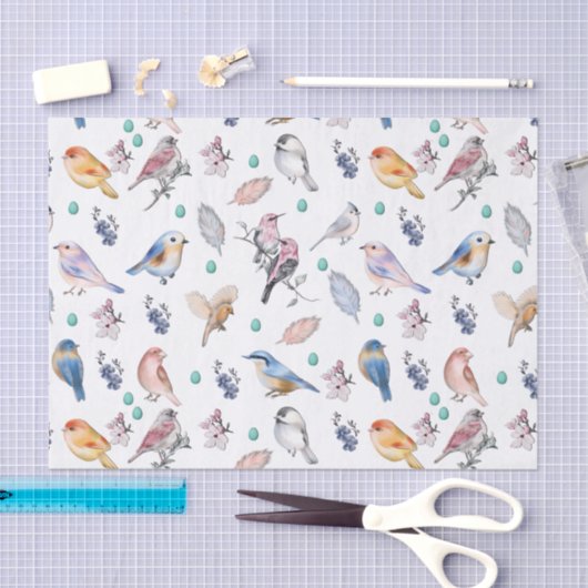 Spring Birds Pattern Tissuepapier (Craft)