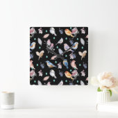 Spring Birds Pattern Vierkante Klok (Huis)