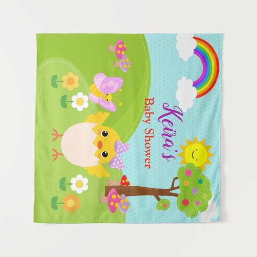Spring Birthday / Baby shower Backdrop Banner Wandkleed (Voorkant (horizontaal))