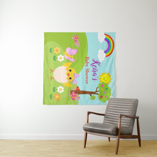 Spring Birthday / Baby shower Backdrop Banner Wandkleed (In Situ (horizontaal))