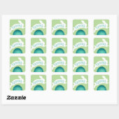 Spring Blauwgroen Chevron Easter Egg en Hopping Bu Vierkante Sticker (Vel)