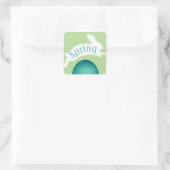 Spring Blauwgroen Chevron Easter Egg en Hopping Bu Vierkante Sticker (Tas)