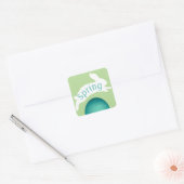 Spring Blauwgroen Chevron Easter Egg en Hopping Bu Vierkante Sticker (Envelop)