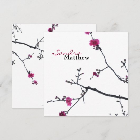 Spring Bliss/Blossoming Cherry Tree Wedding Kaart (Voorkant / Achterkant)