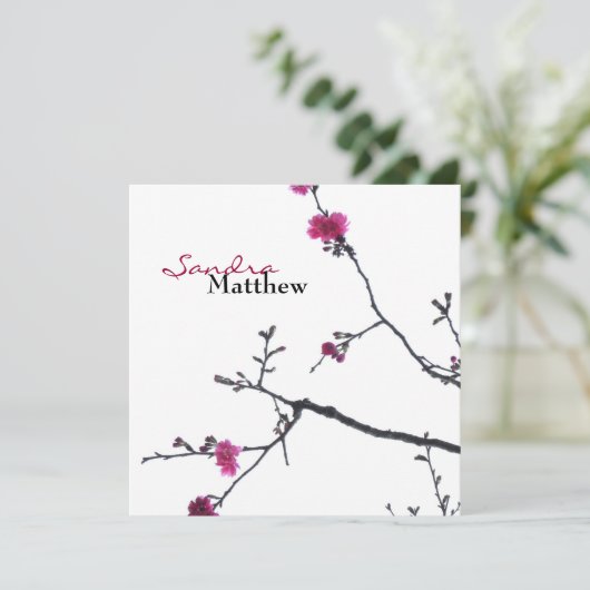 Spring Bliss/Blossoming Cherry Tree Wedding Kaart (Staand voorkant)