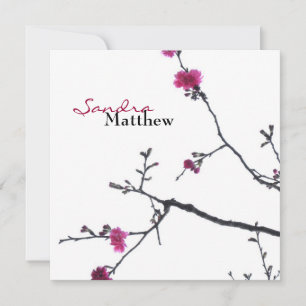 Spring Bliss/Blossoming Cherry Tree Wedding Kaart