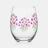 Spring Bloem Boeket Hand geschilderd 40e verjaarda Wijnglas Zonder Voet (Achterkant)