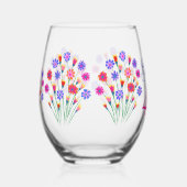 Spring Bloem Boeket Hand geschilderd 40e verjaarda Wijnglas Zonder Voet (Rechts)