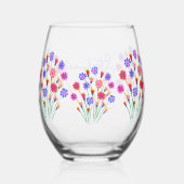 Spring Bloem Boeket Hand geschilderd 50e verjaarda Wijnglas Zonder Voet (Achterkant)