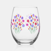 Spring Bloem Boeket Hand geschilderd 60e verjaarda Wijnglas Zonder Voet (Rechts)