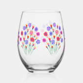 Spring Bloem Boeket Hand geschilderd 70e verjaarda Wijnglas Zonder Voet (Rechts)