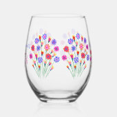 Spring Bloem Boeket Hand geschilderd 70e verjaarda Wijnglas Zonder Voet (Links)