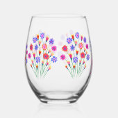 Spring Bloem Boeket Hand geschilderd 80e verjaarda Wijnglas Zonder Voet (Rechts)