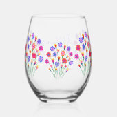 Spring Bloem Boeket Hand geschilderd 90ste verjaar Wijnglas Zonder Voet (Achterkant)