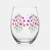 Spring Bloem Boeket Hand geschilderd 90ste verjaar Wijnglas Zonder Voet (Links)