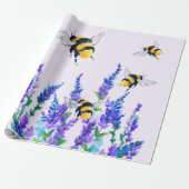 Spring Bloemen en Bijen Cadeau Wrapping Papier (Uitgerold)