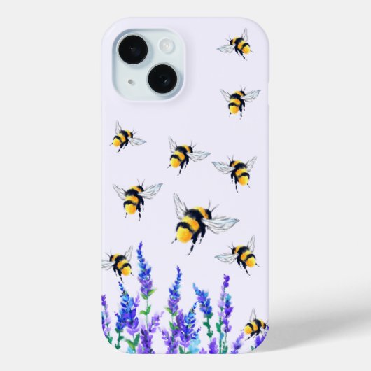 Spring Bloemen en Bijen iPhone Case (Achterkant)