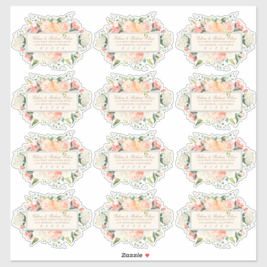 Spring Bloemen paar retour adreslabels Sticker (Vel)