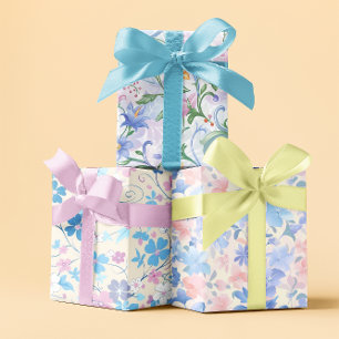 Spring Bloemen Pastel Patronen Blad inpakpapier Vel