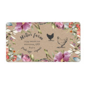Spring Bloemen Rustiek Script Ei Karton Label (Voorkant)