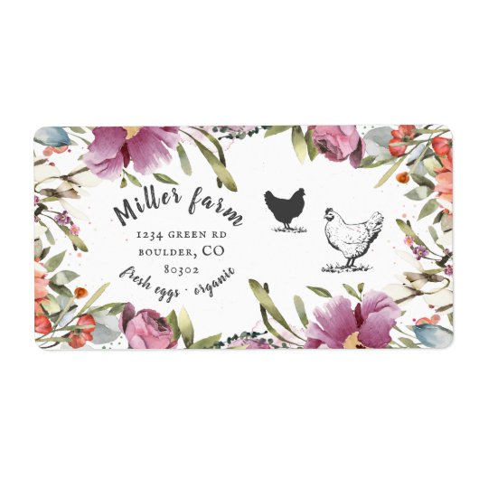 Spring Bloemen Rustiek Script Ei Karton Label (Voorkant)