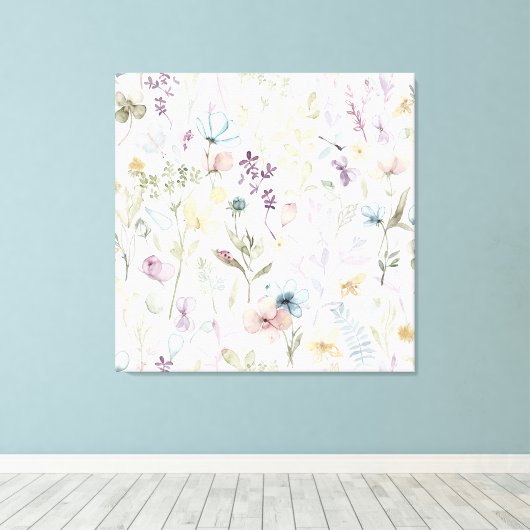 Spring Bloemenweide Canvas Afdruk (Insitu (Houten vloer))
