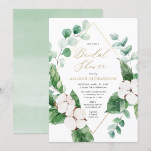 Spring bloemenwit groen goud elegante bruids kaart