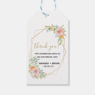 Spring bloesem blush gouden bruiloft gunst cadeau cadeaulabel