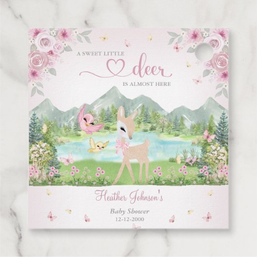 Spring Bloom and Butterflies Deer Baby Shower  Bedankjes Labels (Achterkant)